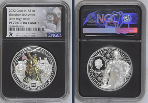 2022 Cook Island S $10 Theodore Roosevelt Ultra Cameo High Relief NGC PF70