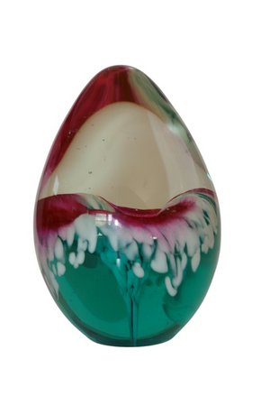 Glass Eye Studio GES 1991 Art Glass Egg Floral Design Paperweight