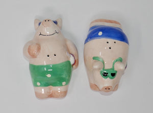 Coco Dowley Sunbathing Pigs Salt Pepper Shakers RARE