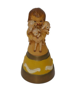 Anri Ferrandiz Spring Arrivals Hand Painted Girl with Sheep Brass Bell