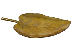 Solid Brass Leaf Trinket Candy Dish