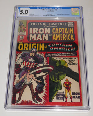 Marvel Comics 1965 Tales of Suspense #63 CGC 5.0 Origin of Captain America