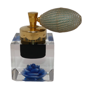 Evans Atomizer Lucite w/Blue Flower Perfume Bottle
