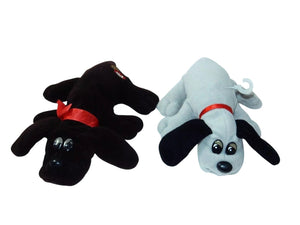 Tonka 1980's Pound Puppies 9" Brown & 7" Grey Plush Stuffed Animals