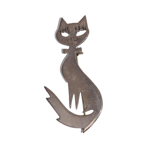Mexican TC 67 Sterling Silver 925 Kitty Cat Brooch Pin Pendant