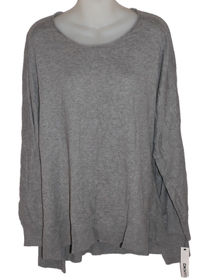 DKNYC Cotton Knit Pull Over Cardigan Sweater Size M/L ~ Gray