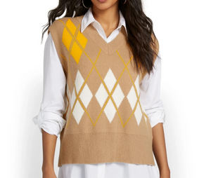 New York & Co Mable Sleeveless Argyle Sweater Vest Size S/M NWT