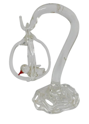 Hand Blown Spun Glass Lampwork Clear Bird Cage & Stand