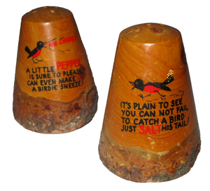 Tree Bark Salt & Pepper Shaker Set RARE