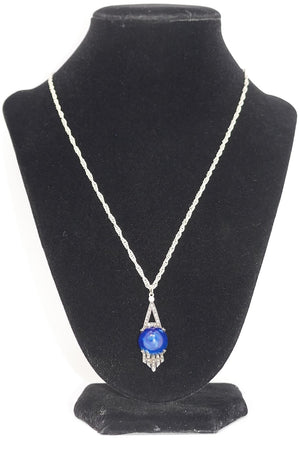 925 Sterling Silver Dyed Agate Gemstone Pendant & 20" Chain Necklace