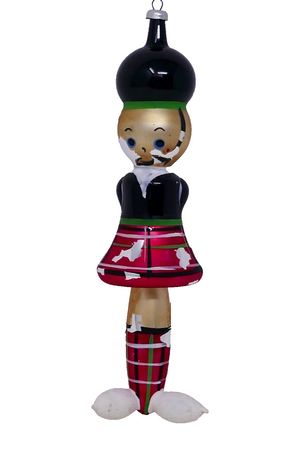 De Carlini Plaid Soldier Blown Glass Ornament Made in Italy