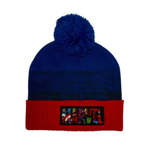 Marvel Red Blue Stocking Pom Pom Beanie Winter Hat OSFM
