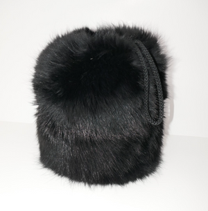 Black Emerald Fur Muff Hand Warmer with Wrist Strap