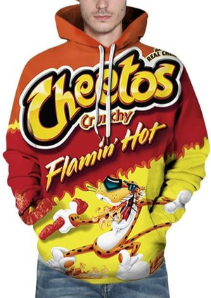 Flamin’ Hot Crunchy Cheetos Chester Cheetah Novelty Hoodie Sweatshirt Size 2XL