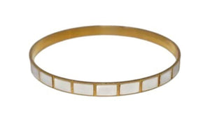 Trifari Crown Gold Tone White Enamel Bangle Bracelet