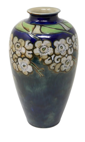 Royal Doulton Art Deco Floral Stoneware Art Pottery Vase By Bessie Newberry