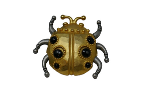 Jonette Jewelry Company JJ Two Tone Egyptian Scarab Ladybug Pin Brooch RARE