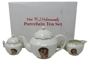 Danbury Mint MJ Hummel Porcelain Tea Set ~ Stormy Weather Umbrella Girl & Boy