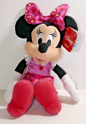 Just Play Disney Minnie Mouse Pink Red Hearts 9" Plush Stuffed Animal w/Tags