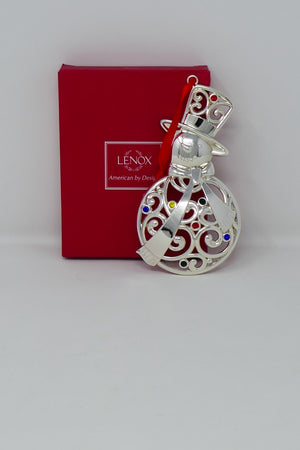 Lenox Sparkle And Scroll Multi-Crystal Silverplated Snowman Ornament #851325