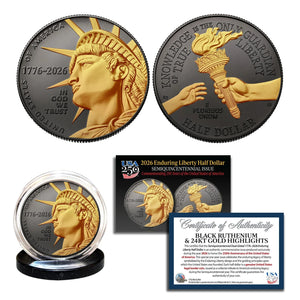 2026-P Enduring Liberty Half Dollar Semiquincentennial Black Ruthenium 24K Gold