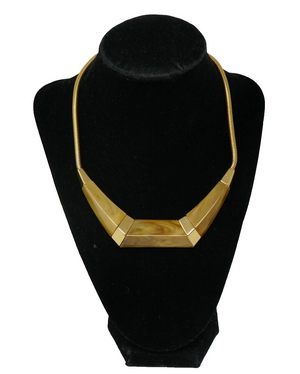 Trifari Caramel Brown Marbelized Lucite Gold Tone Statement Choker Necklace