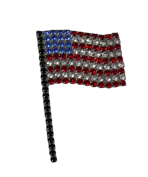 Bauer American Flag Rhinestones Brooch Lapel Pin