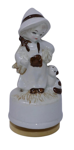 Maiden Girl with Pet Figurine Music Box