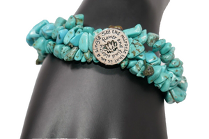 L.A. Gem and Jewelry Sterling Silver 925 & Turquoise Find Clarity Bracelet RARE