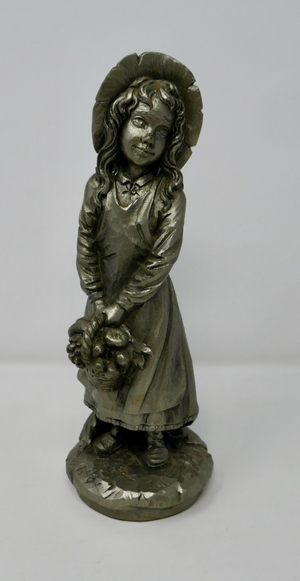 Ruf Design Vintage Pewter Girl Figurine F Diewald German Handarbeit