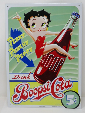 Betty Boop 1997 Drink Boopsi Cola 9.5" x 13" Tin Sign