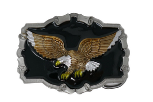 The Great American Buckle Co 1983 Screaming Eagle Black Enamel Belt Buckle