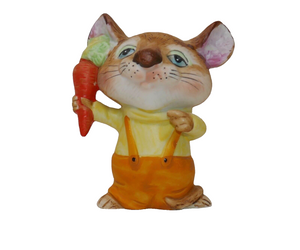 Homco Home Interior Mouse with Carrot Farmer Field Mouse Figurine #5601