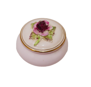Adderley Floral & Figurine Bone China Pink Trinket Dish