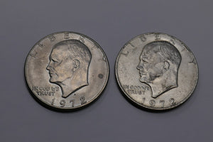 2 U.S Mint 1972 Ike Dollar Eisenhower Dollar Copper-Nickel Clad Coin