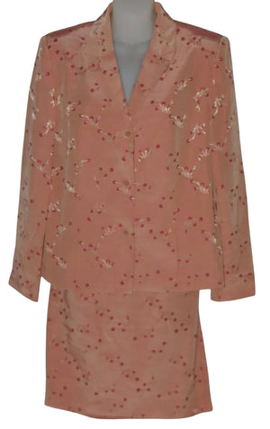 Norton McNaughton Floral Flowers Coral Blazer Skirt Suit Size 12