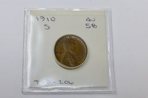 U.S Mint 1910-S Lincoln Wheat Ear Cent 1C Penny Bronze Coin
