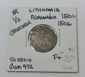 Lithuania Alexander Jagiellon 1/2 Groschen ½ Groat Silver Coin Horseman
