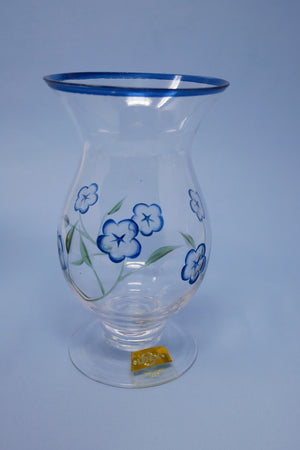 Lenox Vintage Floral Spirit Crystal Vase Hand Painted Blue Flowers