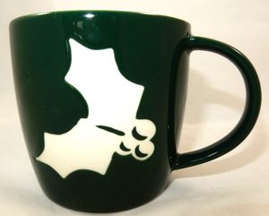 Starbucks 2011 Green w/White Holly 14oz Coffee Mug