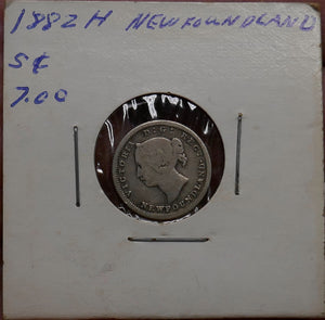 Newfoundland 1882 H Victoria 5 Cents Silver Coin LOW MINTAGE