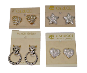 Carucci Gold Tone Crystal Rhinestone Clip On Earrings
