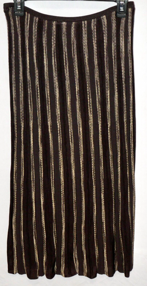 Jones New York Collection Petite Knit Brown Striped Skirt Size PM