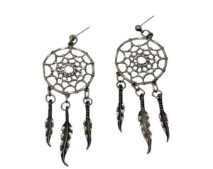 Dream Catcher Long Dangle Feather Earrings