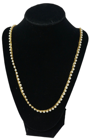 Napier Gold Tone Faux Pearl Woven Strand 30" Necklace