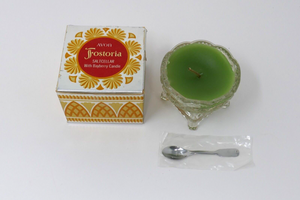Avon Fostoria Salt Cellar With Bayberry Candle & Sealed Spoon NOS