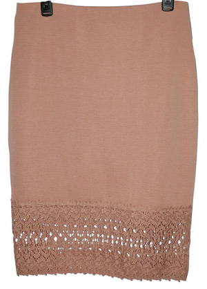 Olivia Blu Mauve Pink Ribbed Skirt with Lace Trim Size Large NWT