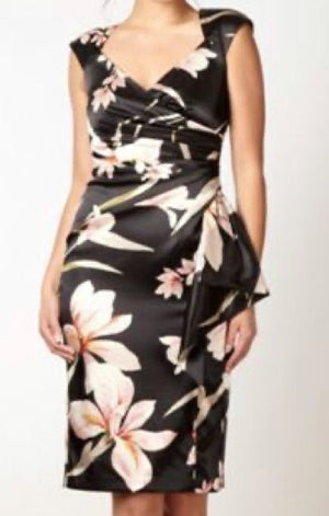 Maggy London Formal Floral Faux Wrap Dress Size 12