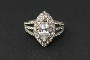 Stauer 925 Sterling Silver Mirador Marquise DiamondAura Ring Size 8.5