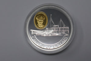 Canadian 1993 $20 Lockheed 14 Super 1oz Sterling Silver With Gold Cameo Coin